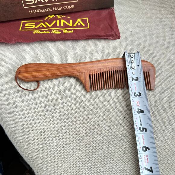 NEW Savina Brown Wooden Handmade Hair Comb 8.5 IN - Picture 10 of 10